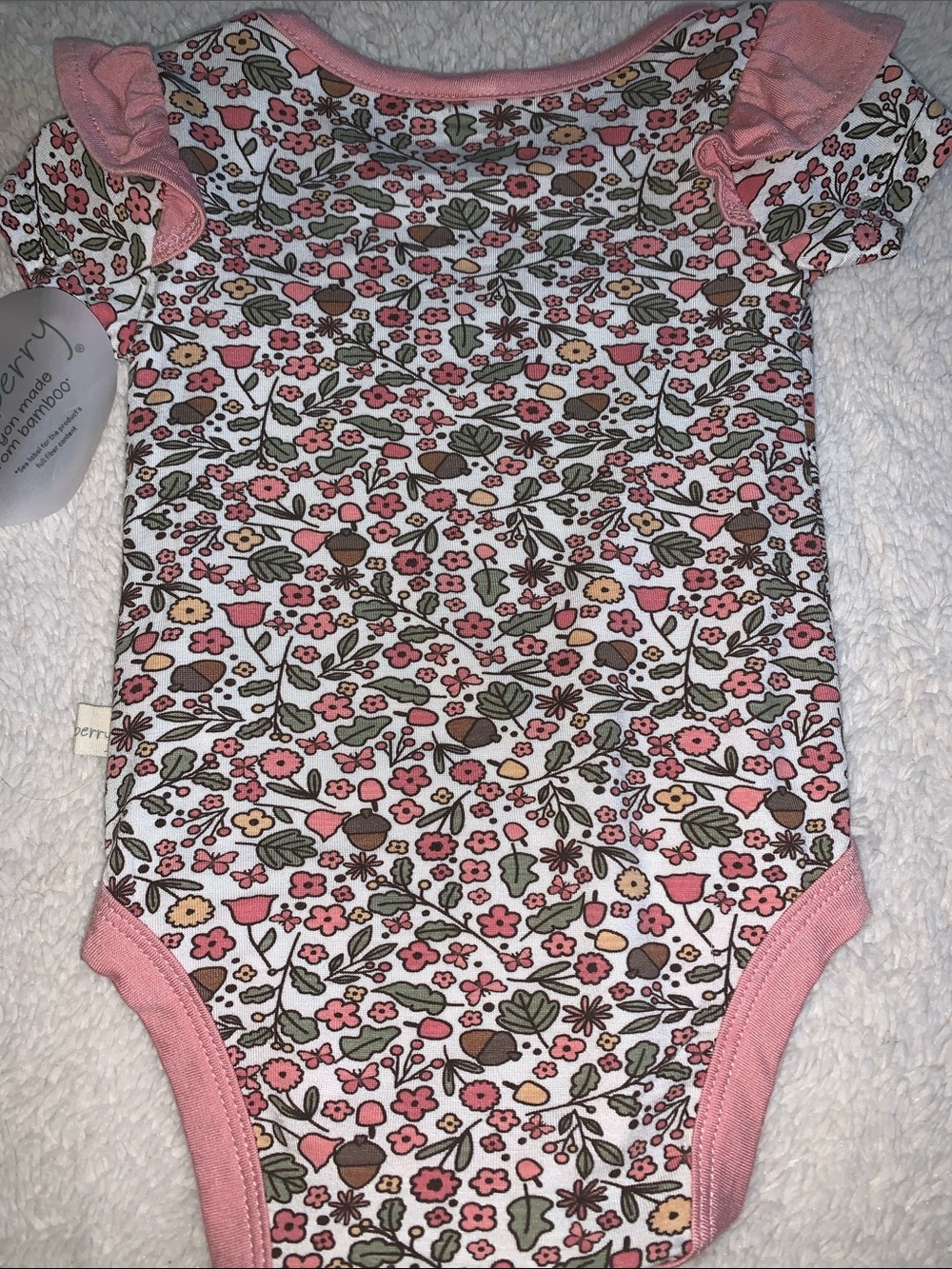 NWT Milkberry 3pc Set 3-6M Bamboo Bodysuit Pants Headband Acorns - Picture 8 of 9